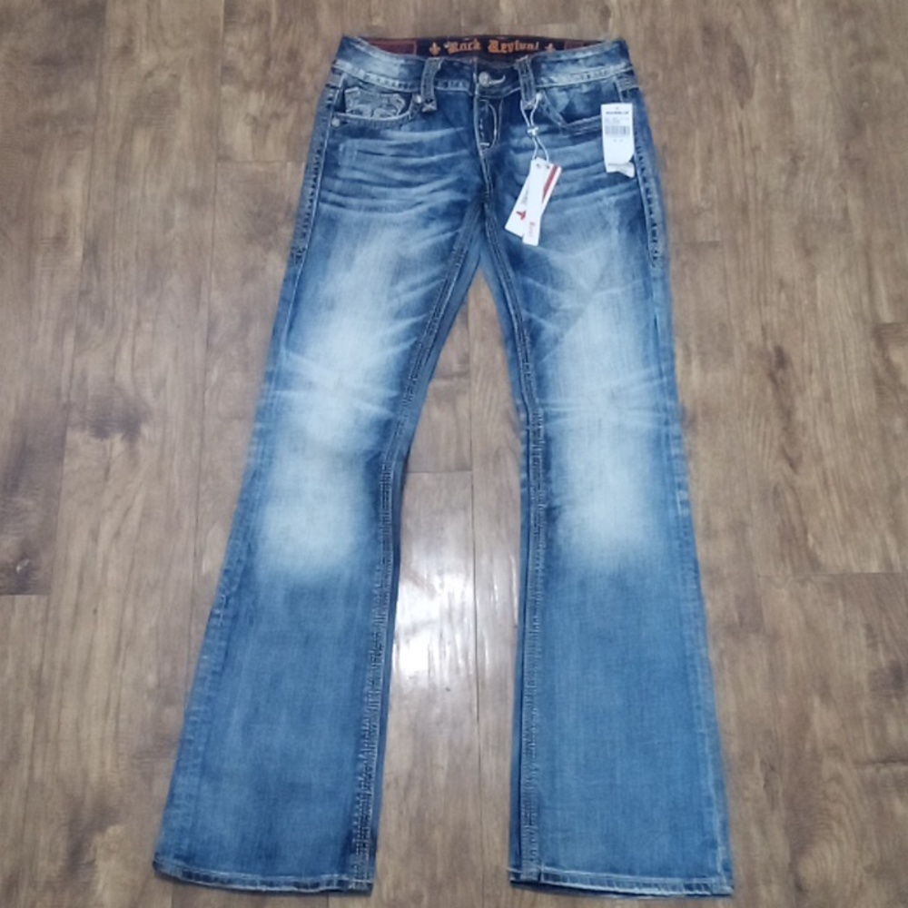 Rock Revival Women's 28 Bootcut Alanis Embellished Faux Leather NWT
